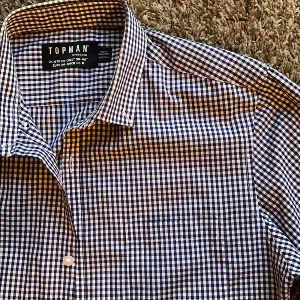Men’s Topman Blue & White Gingham Stiped